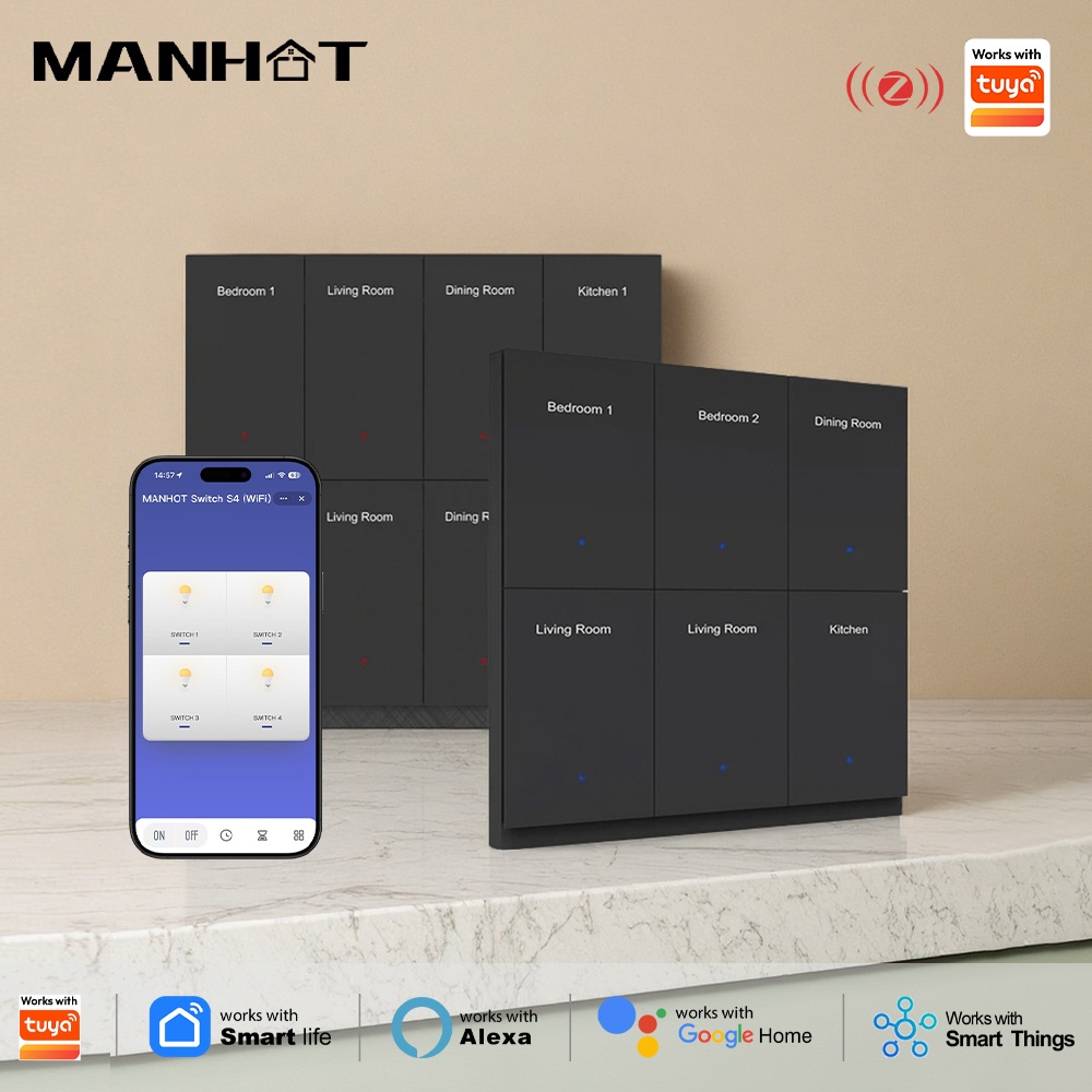 Smart Home Lighting Control - 만핫 DIY 네임 스위치 지그비 스마트