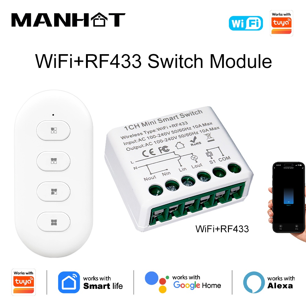 Smart Home Lighting Control - 투야 WIFI 10A 스마트 조명 스위치