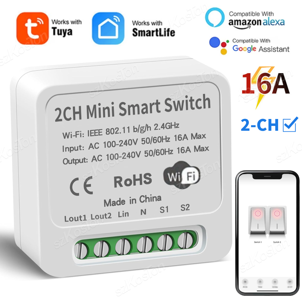 Smart Home Lighting Control - 16A Tuya WiFi 스마트 스위치 모듈