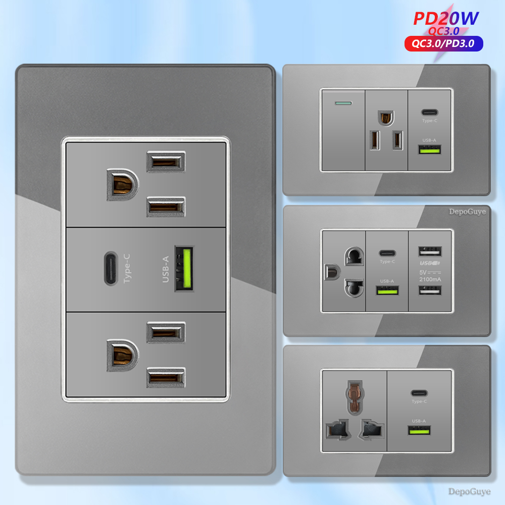 그레이 강화유리 미국식 USB 타입-C 20W 스마트  - Smart Wall Socket 리뷰 및 가격
