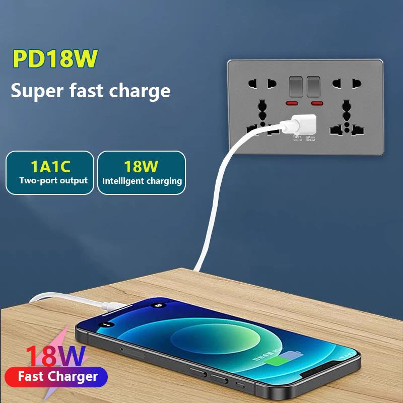 영국 13A USB Type-c 18W 빠른 충전 벽  - Smart Wall Socket 리뷰 및 가격