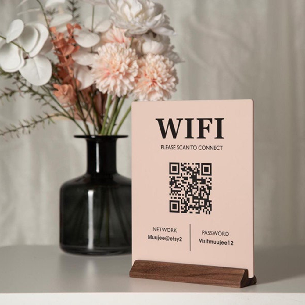 핫세일 와이파이 QR 코드 아크릴 사인 우드 베이스 테 - Airbnb Smart Home 리뷰 및 가격