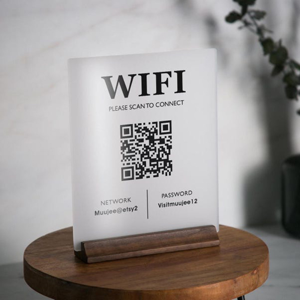 핫세일 와이파이 QR 코드 아크릴 사인 우드 베이스 테 - Airbnb Smart Home 리뷰 및 가격